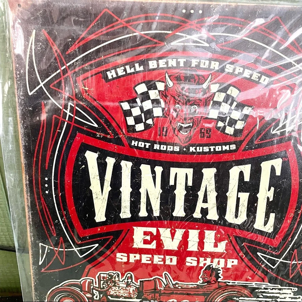 NEW Vintage Evil Speed Shop Metal Sign